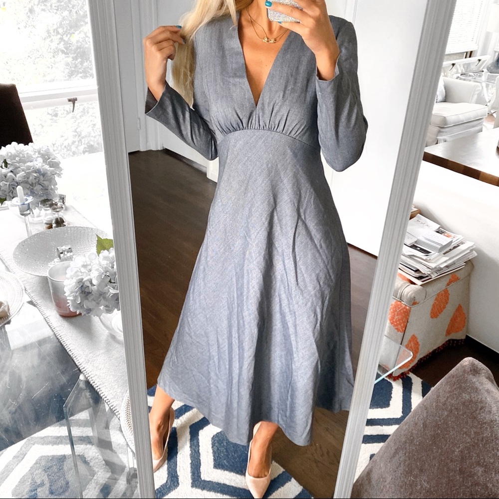 ☑️ ZARA GREY HERRINGBONE LONG SLEEVE MAXI DRESS! - Picture 2 of 9